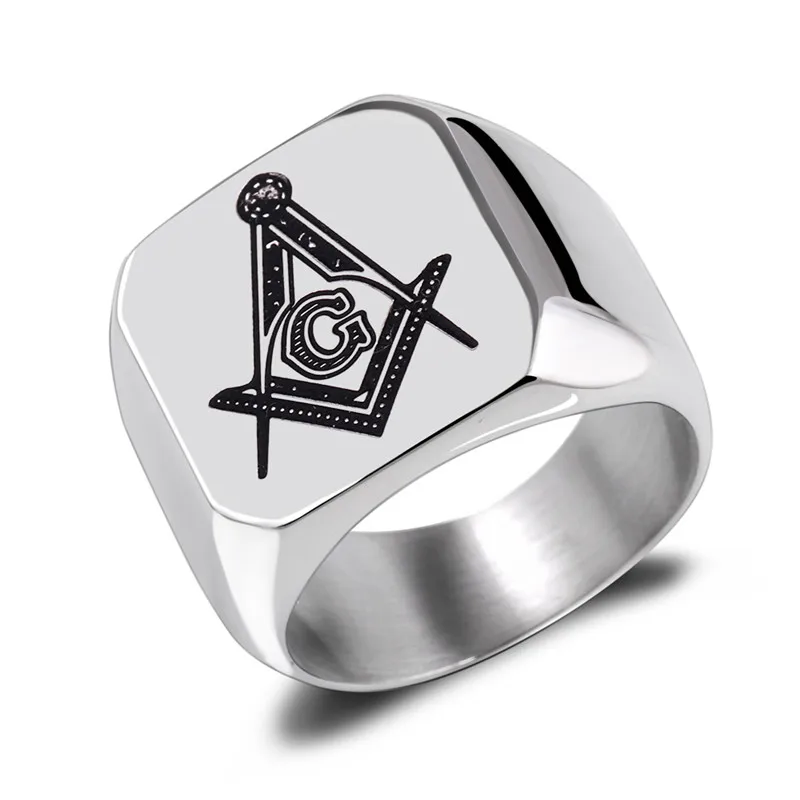 Масонское кольцо из нержавеющей стали 316L ZORCVENS для мужчин, масонское кольцо-печатка, бижутерия - Цвет основного камня: 13380