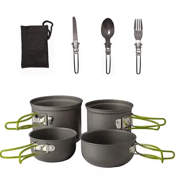 

VILEAD 7 Pieces Outdoor Camping Set Pot Portable 2-3 Person Tableware Cooking Instant Noodles Boiling Water Split Type Cutlery