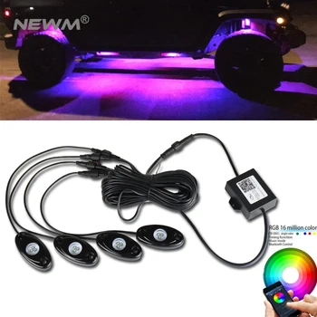 

4x RGB LED Rock Lights Bluetooth Multi Color For UTV Polaris RZR 4 XP 900 1000