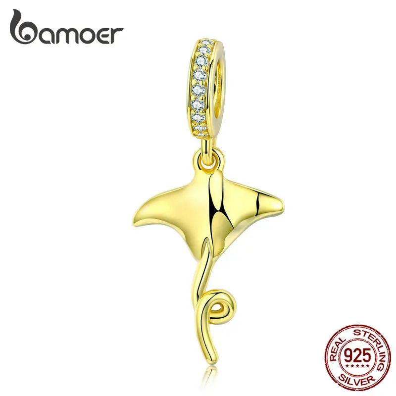 US $4.99 30% СКИДКА|Bamoer Manta Ray Pendang Шарм для женщин Серебряный браслет со змеей или ожерелье 925 пробы серебро золото цвет ювелирные изделия SCC1275|Шармы| | - AliExpress