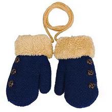 Новые детские варежки, зимние шерстяные детские вязаные перчатки, теплые детские рукавицы с веревкой для детей, От 1 до 3 лет