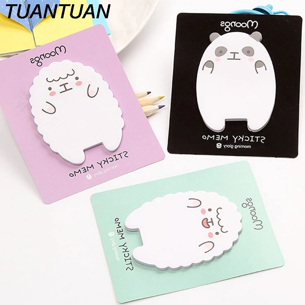 

TUANTUAN 1 Sheet Memo Notepad School Office Supply Escolar Papelaria Gift Stationery Cute Sheep & Panda Memo Pad Sticky Notes