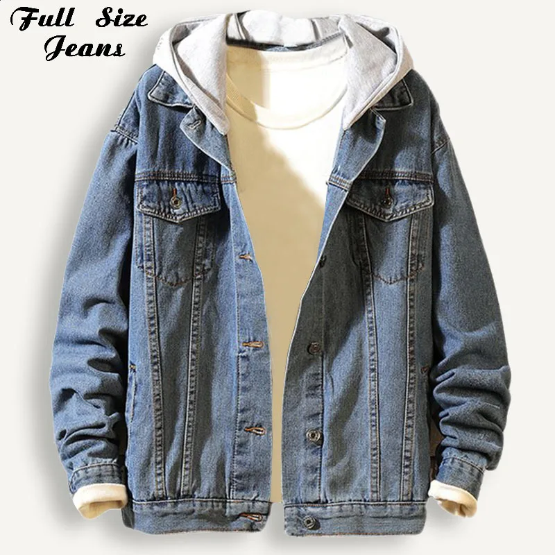 

Plus Size Men Bomber Denim Jacket 4Xl 5Xl Spring Hooded Men'S Jeans Jackets Casual Slim Chaqueta Hombre Outwear