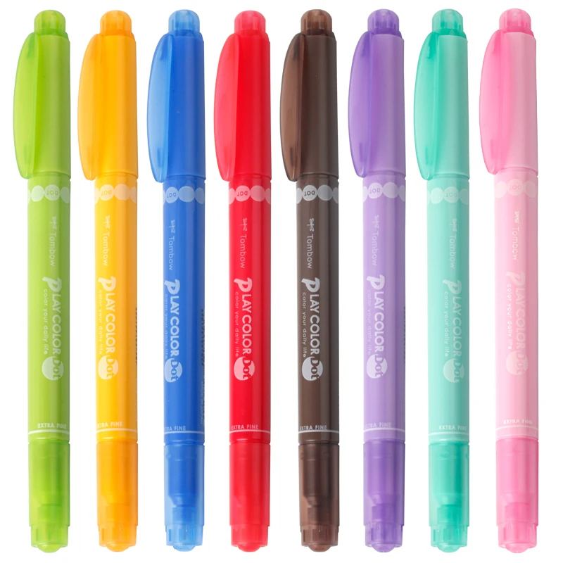 

JIANWU Japan tombow 1pc Creative Wave point colors double heads highlighters play color dot marker pen water pen kawaii