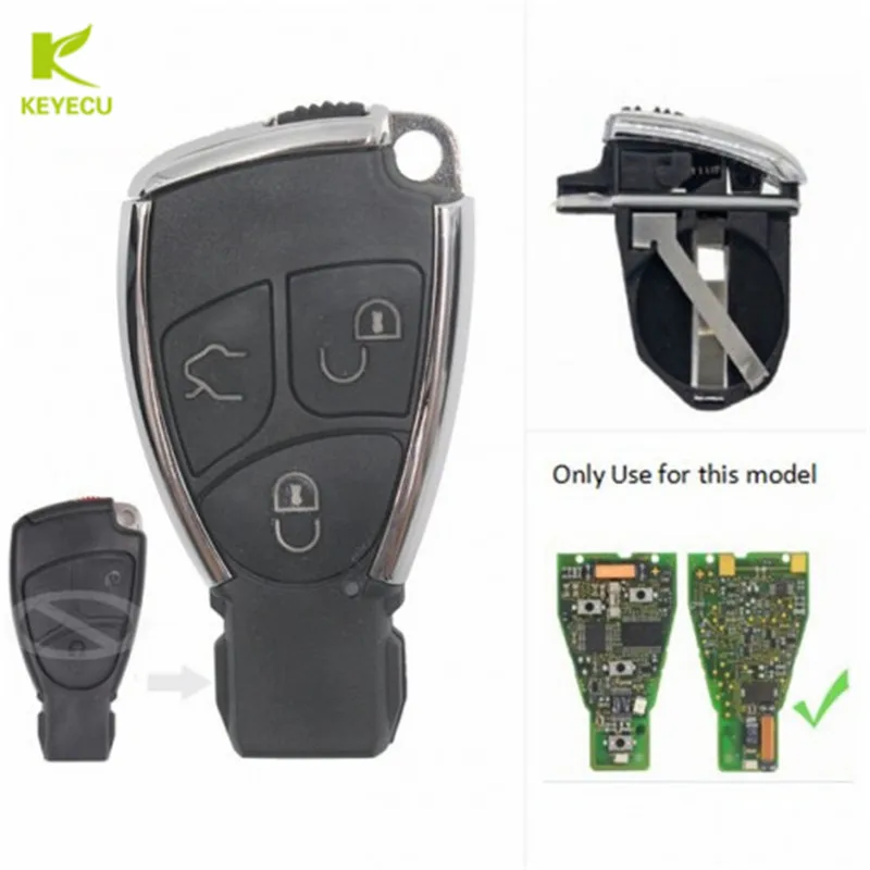 KEYECU 3 кнопка черный ключ изменение удаленной машине чехол Брелок для Mercedes-Benz CES B класс, CLK CLS SLK 2001-2010