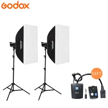 Godox 2 DE300 Strobe Lights Set Kits with AT 16 trigger 2 Softbox with Light Stand