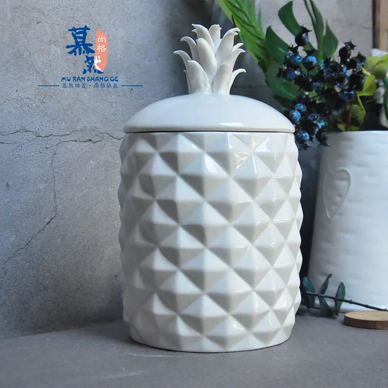 #^Special Price Nordic ceramic white pineapple storage tank food container candy Dessert Snack jar kitchen pineapple storage jar home decor gift #^Special Price Nordic ceramic white pineapple storage tank food container candy Dessert Snack jar kitchen pineapple storage jar home decor gift
