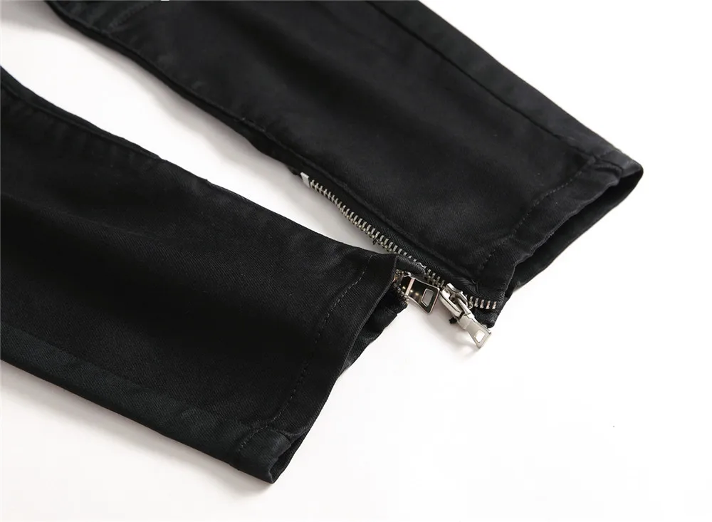 2018 Fashion Dropshipping Men jeans Red High Street Motorcycle Jeans Men Destroyed Ripped Pants Vintage Style Denim Trousers 8