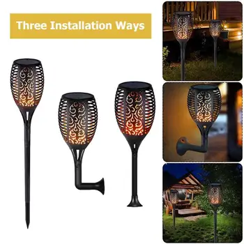 

96LED Solar Flame Light Outdoor Waterproof Garden Courtyard Lawn Torch Lamp
