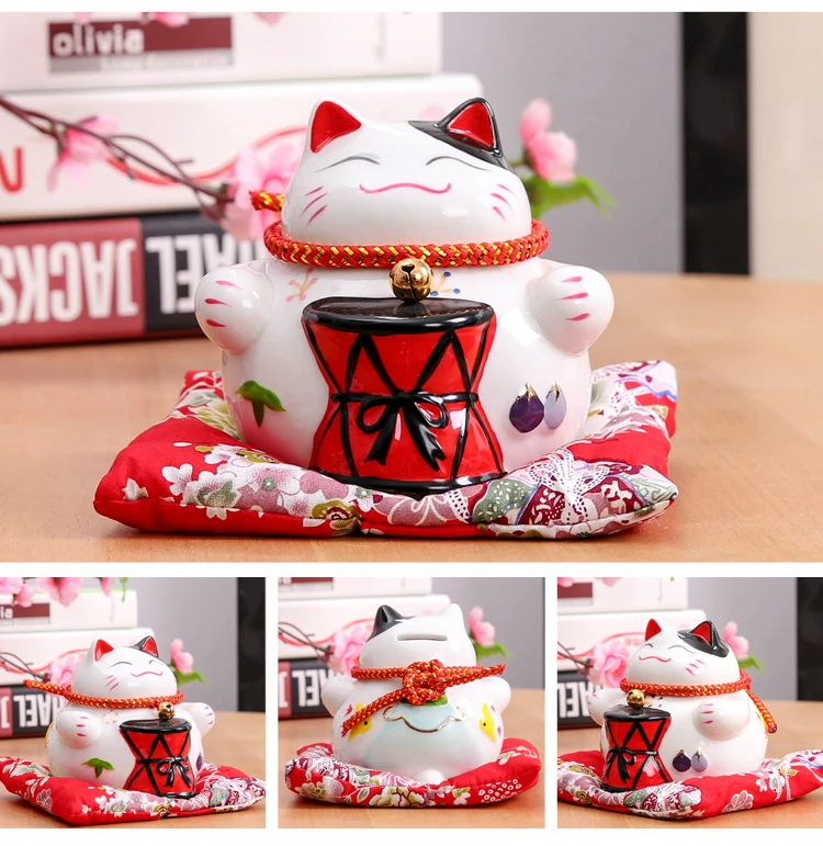 4,5 дюймов Maneki Neko керамический счастливый кот домашний декор фарфоровые украшения Бизнес подарки удача кошка копилка фэншуй ремесло