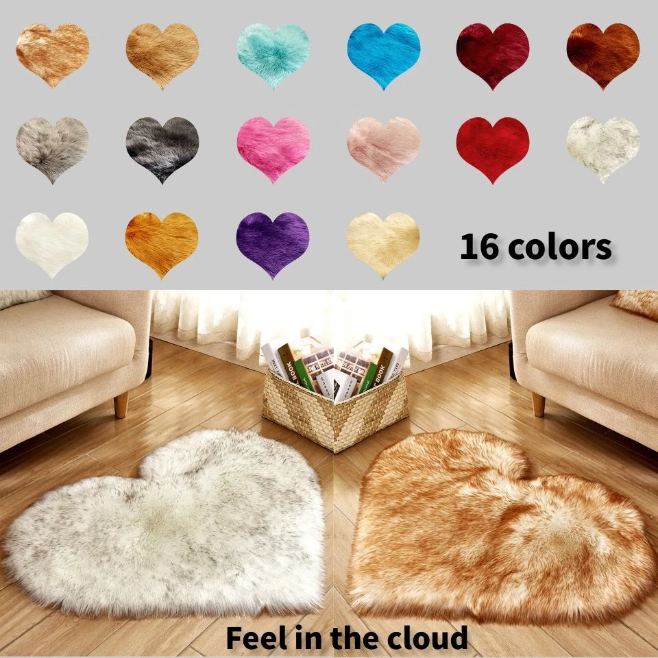 

Sheepskin Rug Artificial Wool Sheep Hair Carpet Love Heart Shape Cozy Dector For Living Room Fur Chair Mat Shaggy Rug Smooth