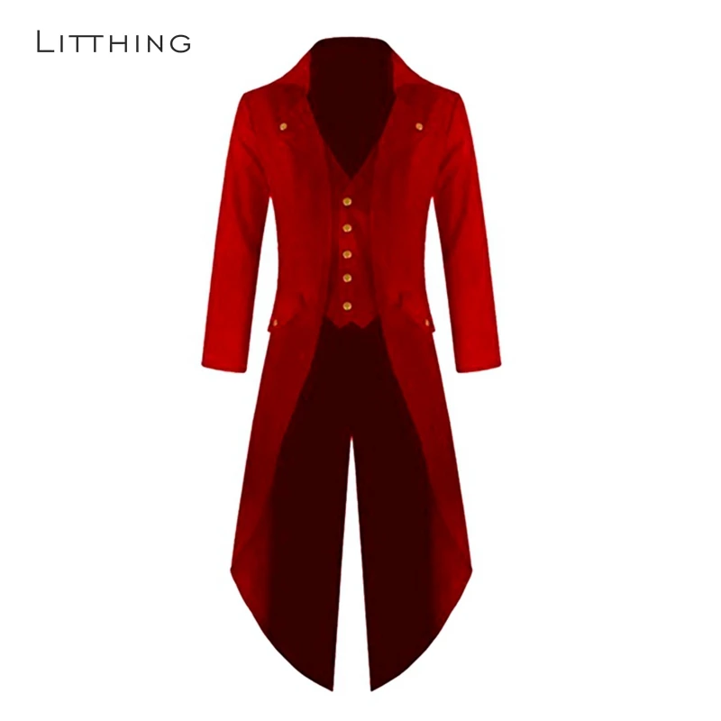 

Litthing Men Long Blazer Jackets Autumn Fashion Solid Club Windbreaker Punk Retro Tuxedo Wedding Jacket Coat Plus Size 4XL 3XL