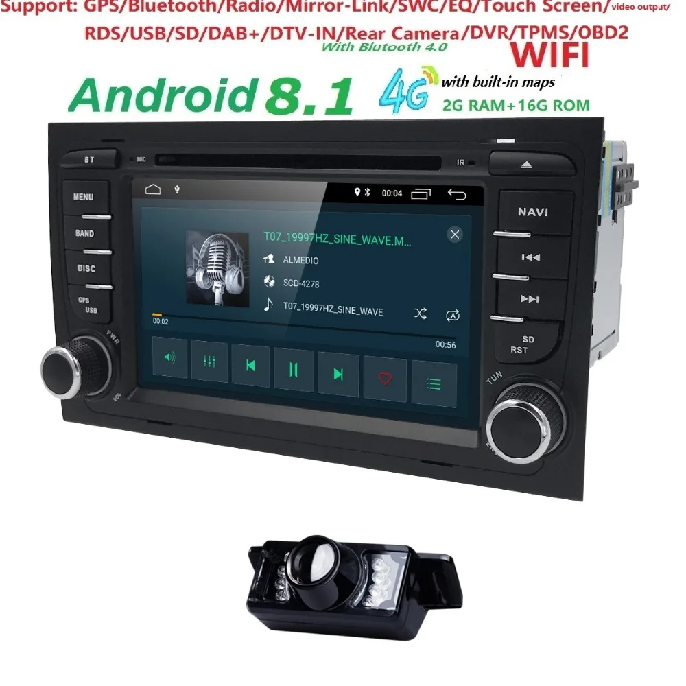 Clearance 1024*600 Car DVD Player for Audi A4 2002-2007 S4 RS4 8E 8F B9 B7 RNS-E Autoradio 16GB ROM Steering wheel DVR WIFI/4G DONGLE map 3