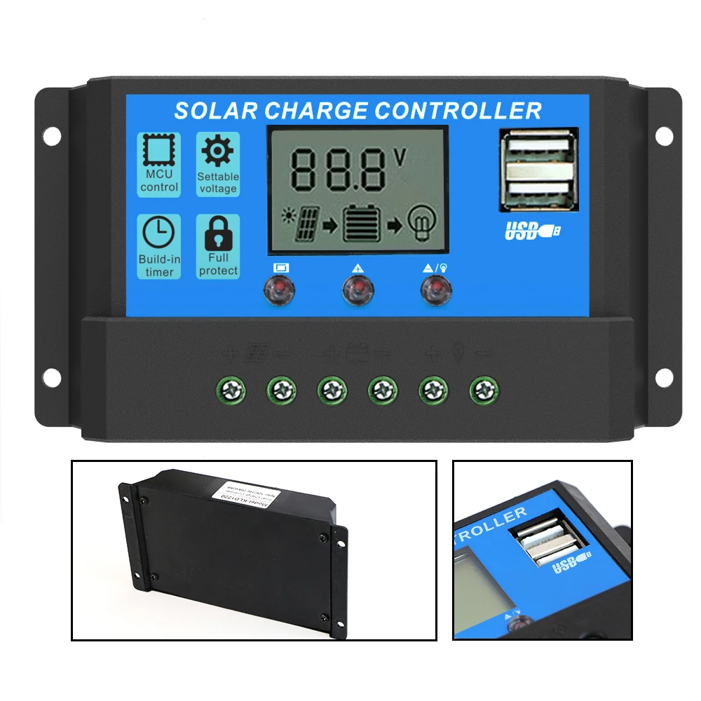 

ALLPOWERS Solar Panel Inverter Solar Charge Controller 12V 24V 20A LCD Display Dual USB Solar Cells Panel Charge Regulator etc.