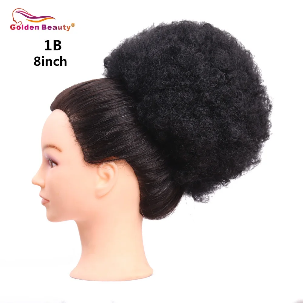 8 inch афро Puff вьющиеся синтетические волосы Chignon с двумя Пластик расчески Короткое свадебное поддельные пучок волос для Для женщин Updo