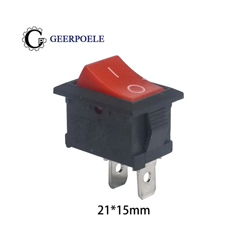 

10 pcs/lot 21*15 KCD1 2 Pin Red 250V 6A Boat Switch Snap-in SPST ON OFF Rocker Switch Position