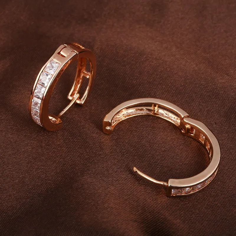Женские круглые серьги кольца с фианитами свадебные украшения|hoop earrings for women|fashion