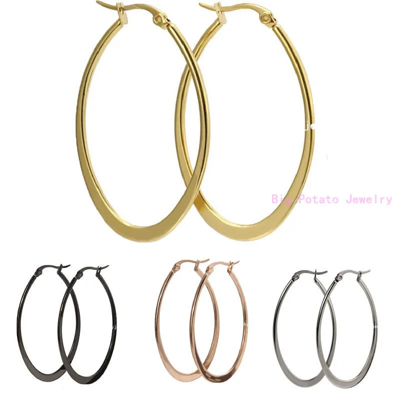 

1pair Simple Fashion Silver/Gold/Black/Rose Gold Tone Stainless Steel Earring Studs For Charmig Women Girl Wedding Party Jewelry