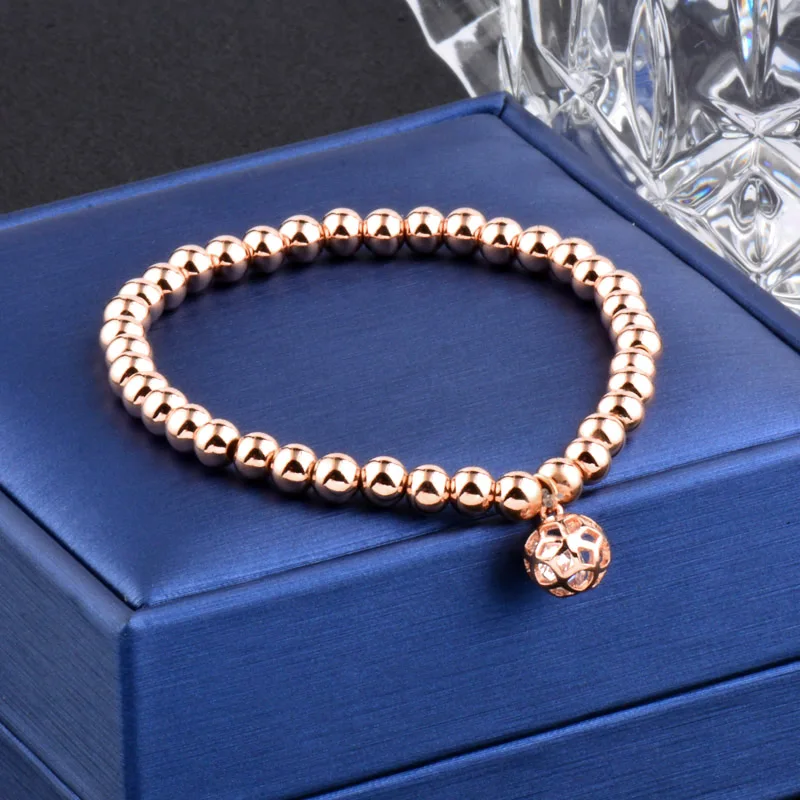 

SINLEERY Charm Hollow Cubic Zircon Inside Ball Pendant Beads Bracelets for Women Rose/white Gold Color Chic Jewelry SL278 SSH