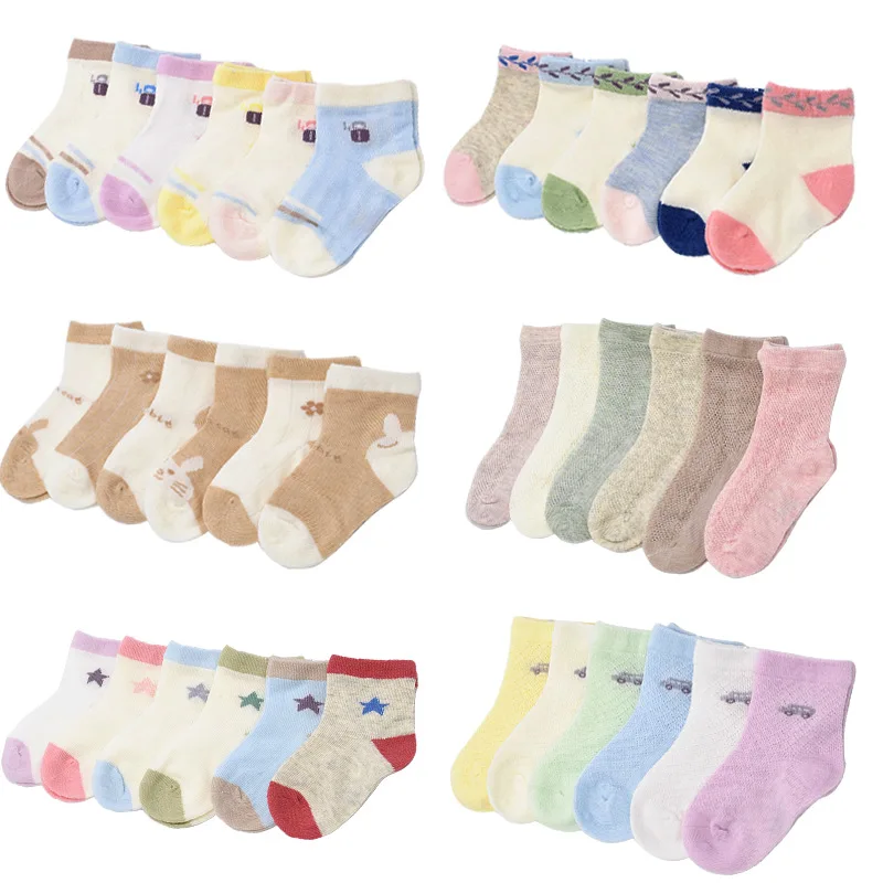 

2149FSJ Children's socks wholesale summer thin cartoon mesh children's socks pure cotton boneless socks baby socks