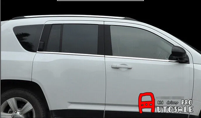 Для Jeep Compass 2011 2012 2013 нержавеющая Нижняя оконная рама декоративная накладка на подоконник 4 шт