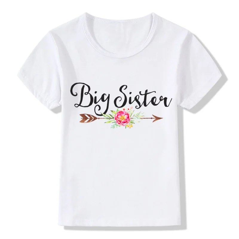 Коллекция года, Детская футболка с принтом «Big Sister» детские летние топы, одежда с единорогом для маленьких девочек детская одежда для маленьких и старших сестер HKP2182 - Цвет: whiteF