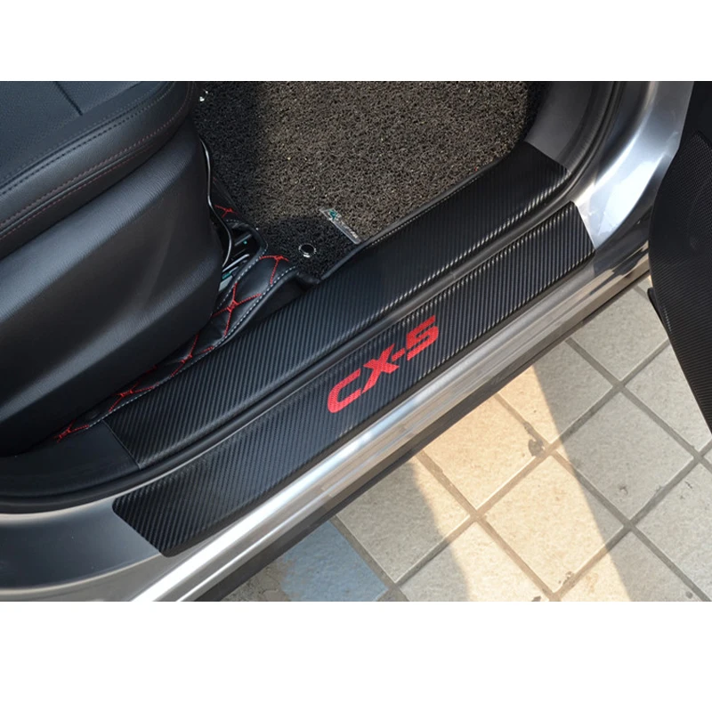 Накладки на пороги из углеродного волокна vnyl, Накладка на порог педали, защитные наклейки для mazda CX-5 CX5, 8 шт., для стайлинга автомобилей