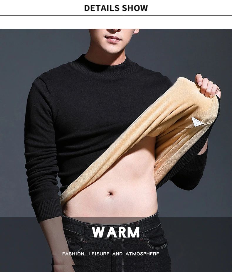 Brand New Casual Sweater Men Pullovers Thick Warm Autumn Fashion Style Cashmere Sweater Male Solid Slim Fit Knitwear Pull Coat