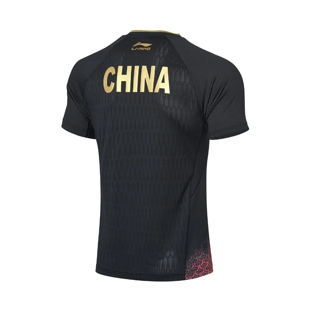 Li-Ning мужской костюм для соревнований по настольному теннису, спонсор сборной на сухой дышащей подкладке, спортивные футболки AAYP081 CAMJ19