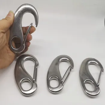 

4PCS 100mm Boat Marine Stainless Steel Egg Shape Spring Snap Hook clips Quick Link Carabiner Buckle eye shackle