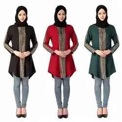 Ближний Восток Abayas мусульманской блузка Исламская Костюмы для Для женщин турецкий Малайзии Саудовская Дубай Стиль Топ новый