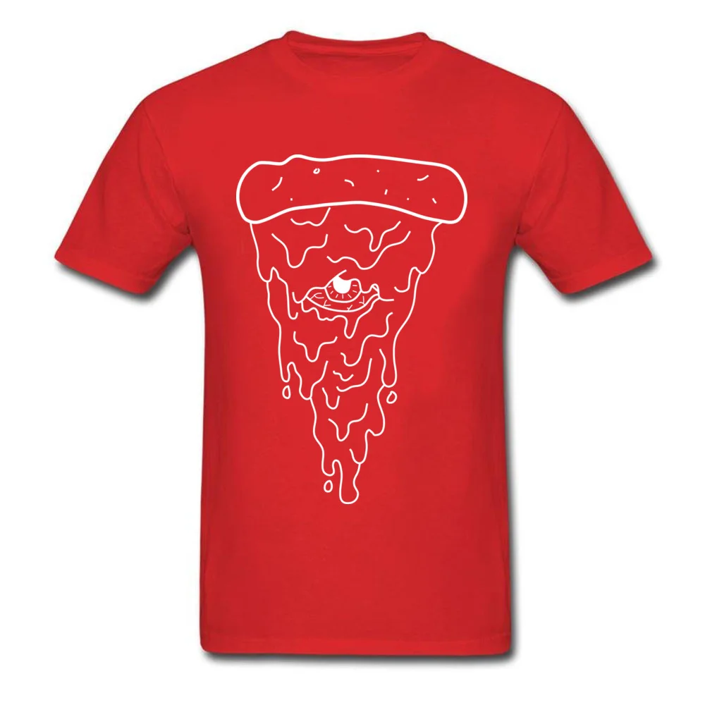 Round Neck Illuminati Pizza 100% Cotton Fabric Men's T-shirts Casual Short Sleeve Tops Tees Funky Customized Tee-Shirt Illuminati Pizza red