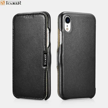 

Original ICARER Brand For iPhone XR Case Luxury Genuine Leather Cover For iPhone XR Case with Magnetic Flip Up Cases Fundas Capa