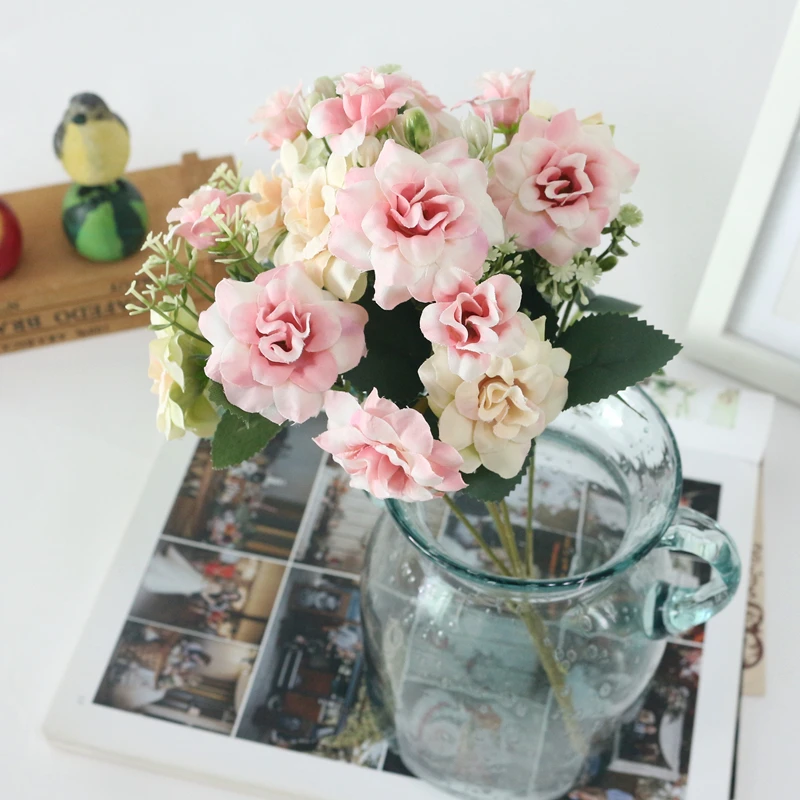 JAROWN Simulation Rose Flower Bouquet Artificial Silk Fake Flowers For Wedding Decorations Home Garden Decor Fleur (3)
