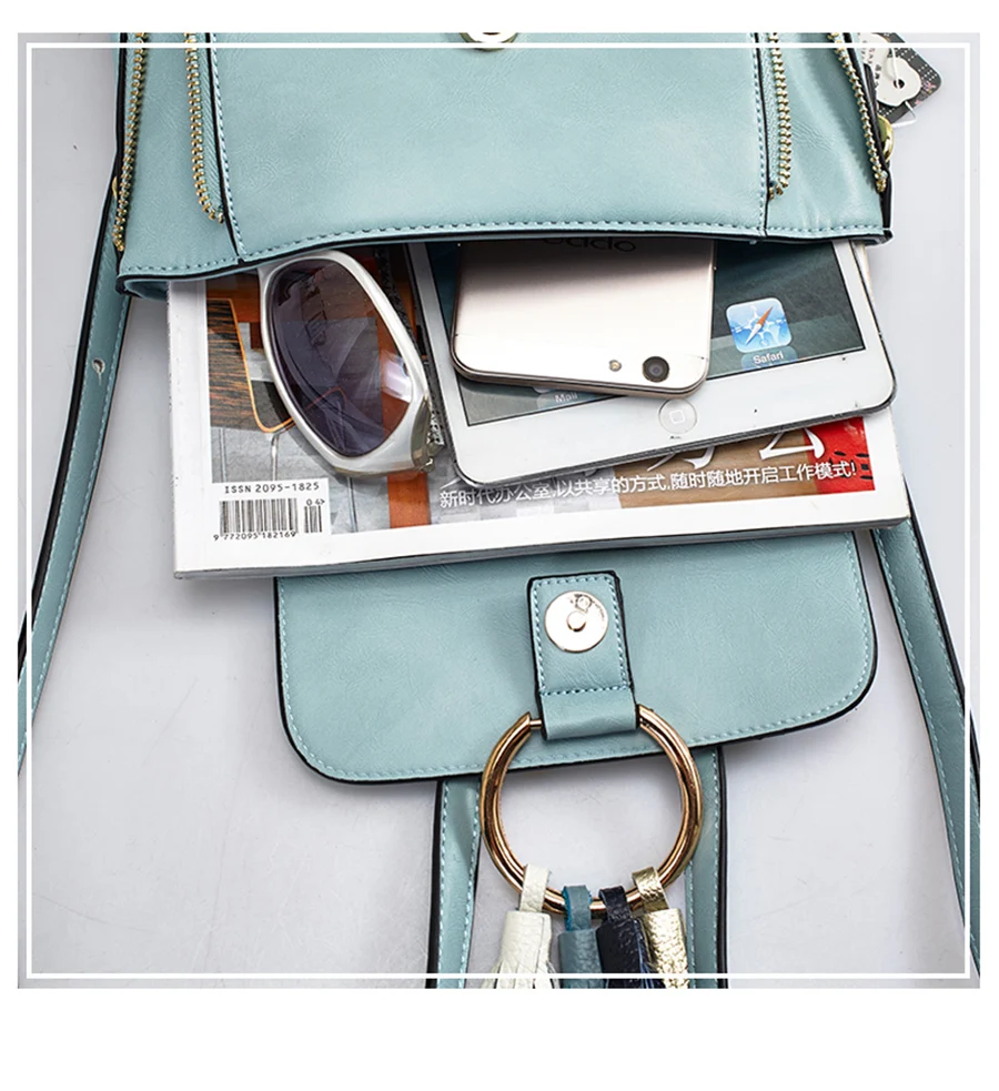 JKBW Women's Backpacks Korean Fashion Small Leather Bag Top-quality PU Tassel Zipper Bags Mini Backpack Round Ring School Bags (12)