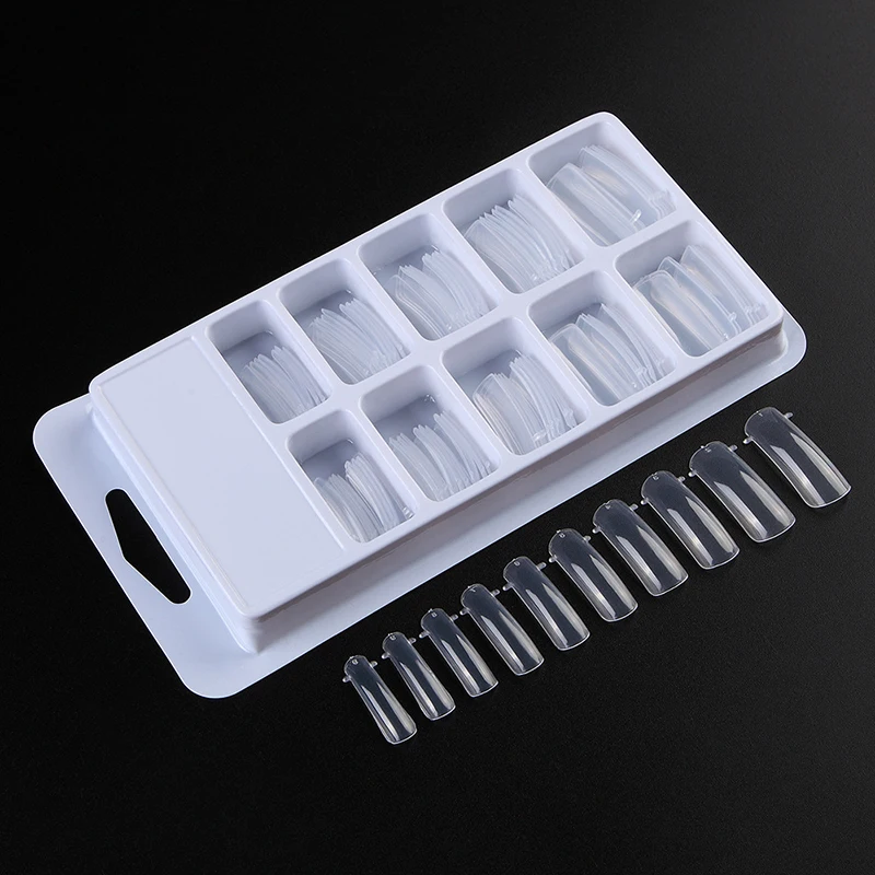 

100Pcs Transparent Full Cover Extended Mold Nails Tips Dual System Forms Nails UV Gel Acrylic Nail Mold TOTAL 10 Different Sizes