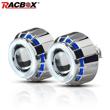 

RACBOX Pair 3 inch H1 HID Bi Xenon Projector Lens with White Red Blue Angel Eye CCFL Styling Headlight For Automobile Motorcycle