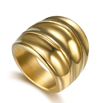 

Hip Hop Bling Gold Color Titanium Stainless Steel Rings for Men Women Rock Jewelry