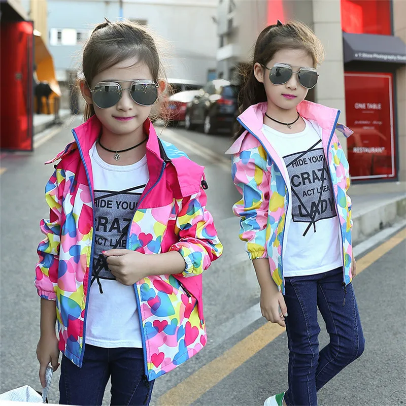 New 2016 Spring Children Jacket For Girls Fashion Floral Print Outwear