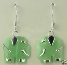 Boucle d'oreille en forme d'éléphant, bijou vert sculpté, livraison gratuite