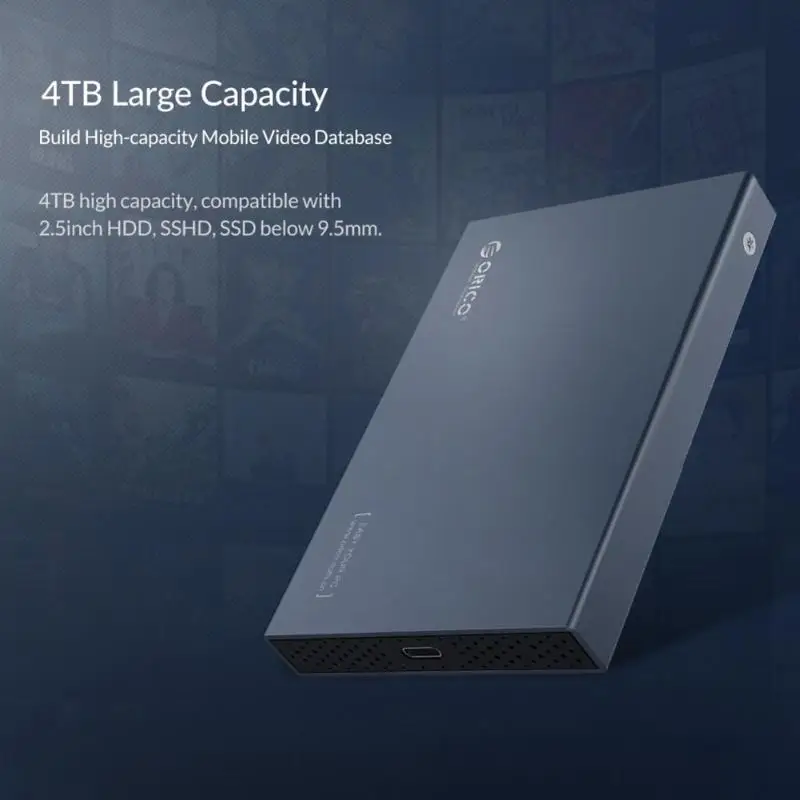 ORICO HDD Case Type C 10Gbps External Hard Disk Drive 2.5 inch SATA to USB 3.1 Gen2 SSD Enclosure Box 4TB Capacity