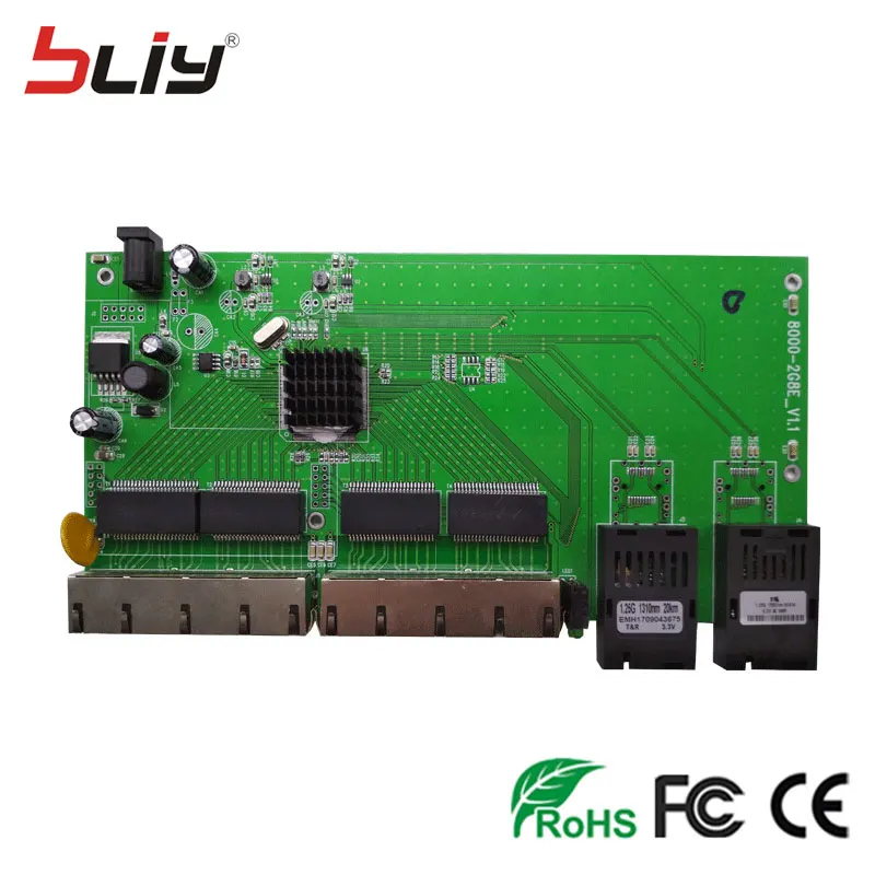 POE Реверс доска волокна media converter с 2SC + 8 10/100/1000 Мбит/с RJ45 Ethernet порты reverso волоконно