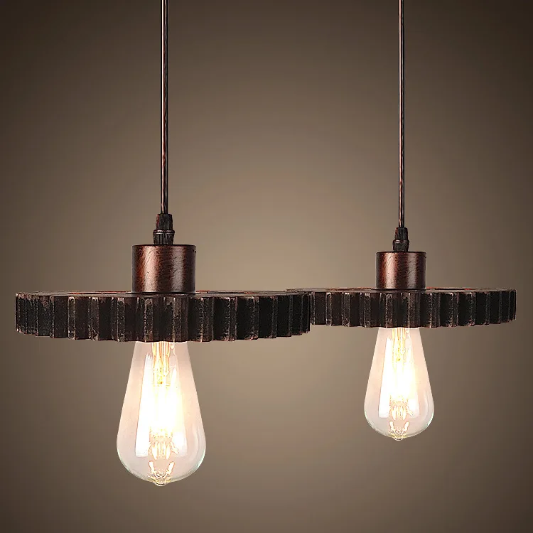 

Industrial wind bar chandelier creative water pipe gear retro Chandelier