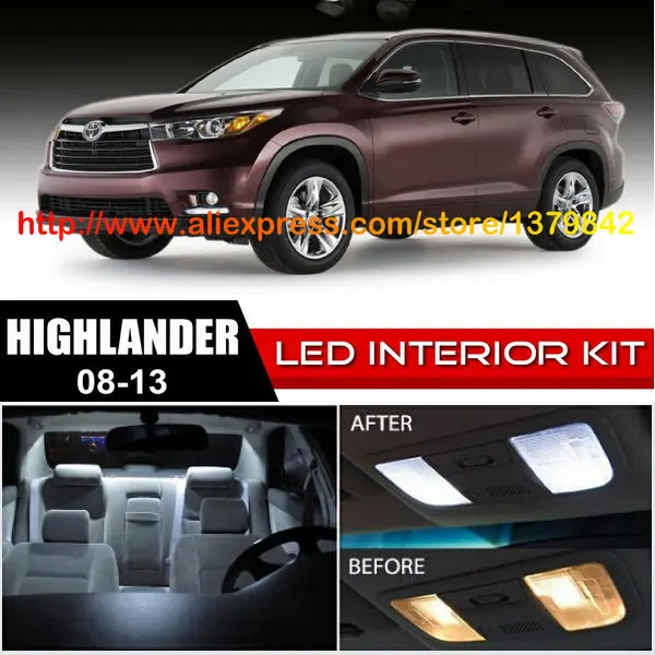 

Free Shipping 16Pcs/Lot 12v Xenon White/Blue Package Kit LED Interior Lights For 08-13 Toyota Highlander