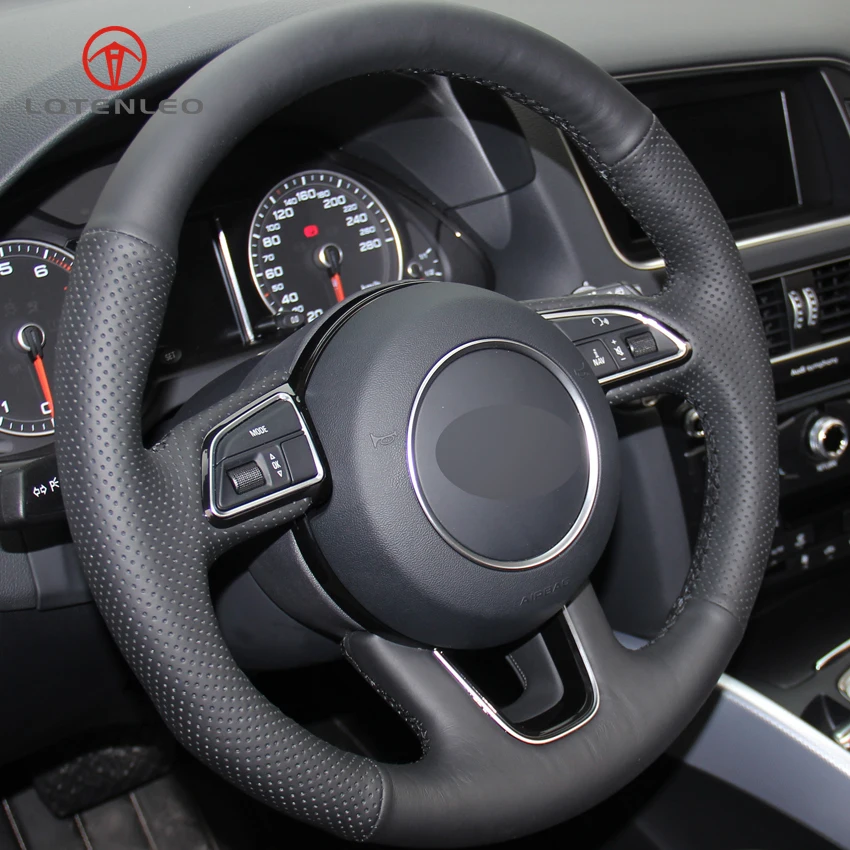 Lqtenleo черная искусственная кожа ручная прошивка автомобиля рулевое колесо Крышка для Audi Q3 Q5 2013