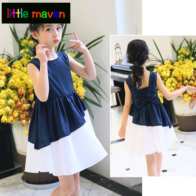 Girls Dress 2018 Summer Bow Stitching Evening Dresses Baby Party For 3-14 Years Children Clothes Kids Clothing | Детская одежда и