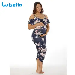 Для женщин Беременность платье цветочные печати поддельные из двух частей беременности и родам платья фотосессии с цветочным узором