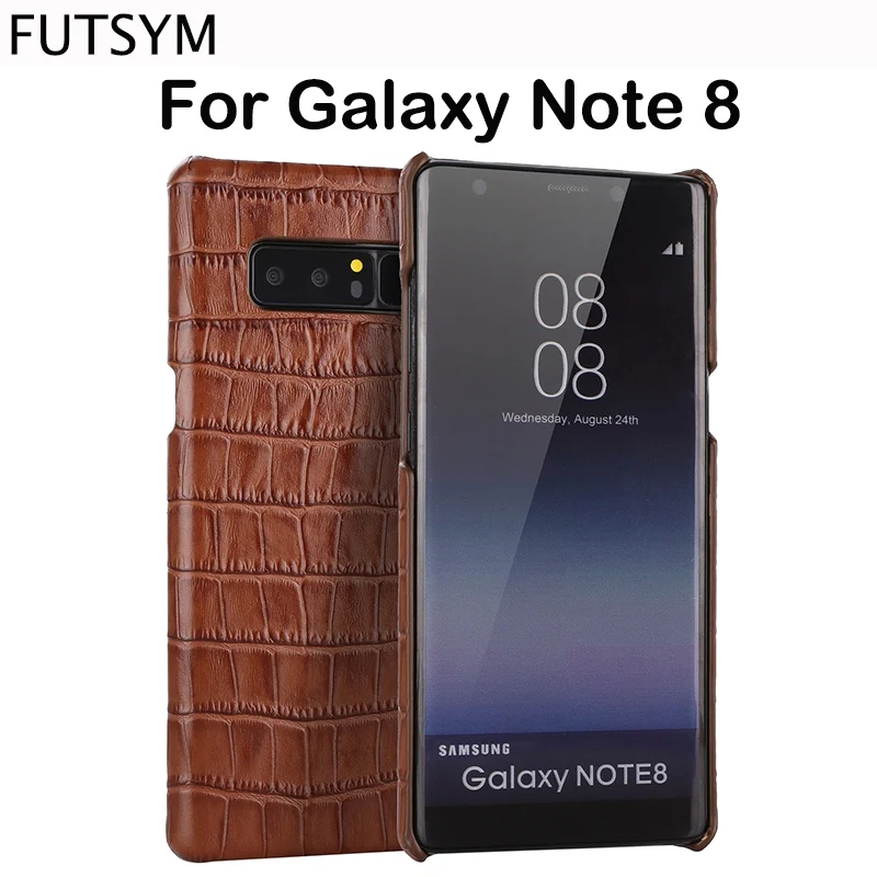 Luxury Vintage Genuine Real Leather Crocodile Pattern 3D Hard Back Cover for Samsung Note 8 Case 360 Protect for Samsung Note 8