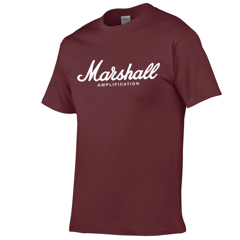 hot sale summer cotton Marshall t shirt men short sleeves tee hip hop T-shirt streetwear Boy/girl Tshirt XXS-2XL - Цвет: Red Wine-White