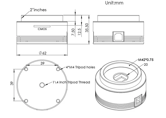 ZWO ASI-290MM(моно) USB 3,0 астрономическая камера